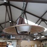 A 1950s rise and fall light fitting, with fabric shade, diameter 58cm