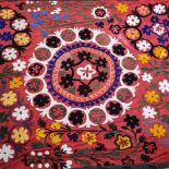 Vintage embroidered suzani wall hanging/throw, with floral design, length 83cm
