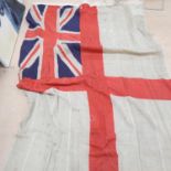 A large British Royal Navy White Ensign flag, 125cm x 235cm