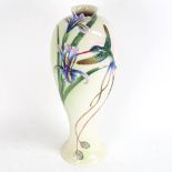 FRANZ COLLECTION - an Art Nouveau style porcelain vase, with moulded and painted kingfisher and iris