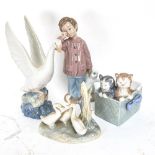 NAO boy with teddy bear, 19cm, NAO kittens, duck, and group of ducks (4)