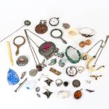 Costume jewellery, miniature mirrors etc