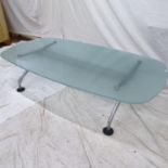 A Vitra glass coffee table by Antonio Citterio, 1980s, the frosted glass top on polished aluminium