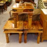 A set of 3 sheesham and square lamp tables, W45cm, H46cm