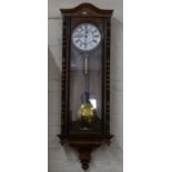 A walnut-cased regulator wall clock, L110cm