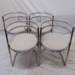 A set of 4 mid-century Art Deco or Modernist round-back chairs, in chrome tubular steel