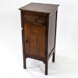 An Edwardian mahogany bedside cupboard, W34cm, H74cm, D31cm