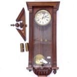 A mahogany-cased 2-train Vienna regulator wall clock (Gustav Becker), L93cm