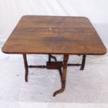 A 19th century rosewood Sutherland table, on turned legs, W92cm, H73cm