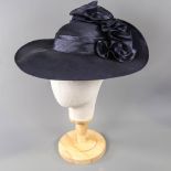 KANGOL COLLECTION - Navy blue occasion hat, with frill detail at the back, internal circumference