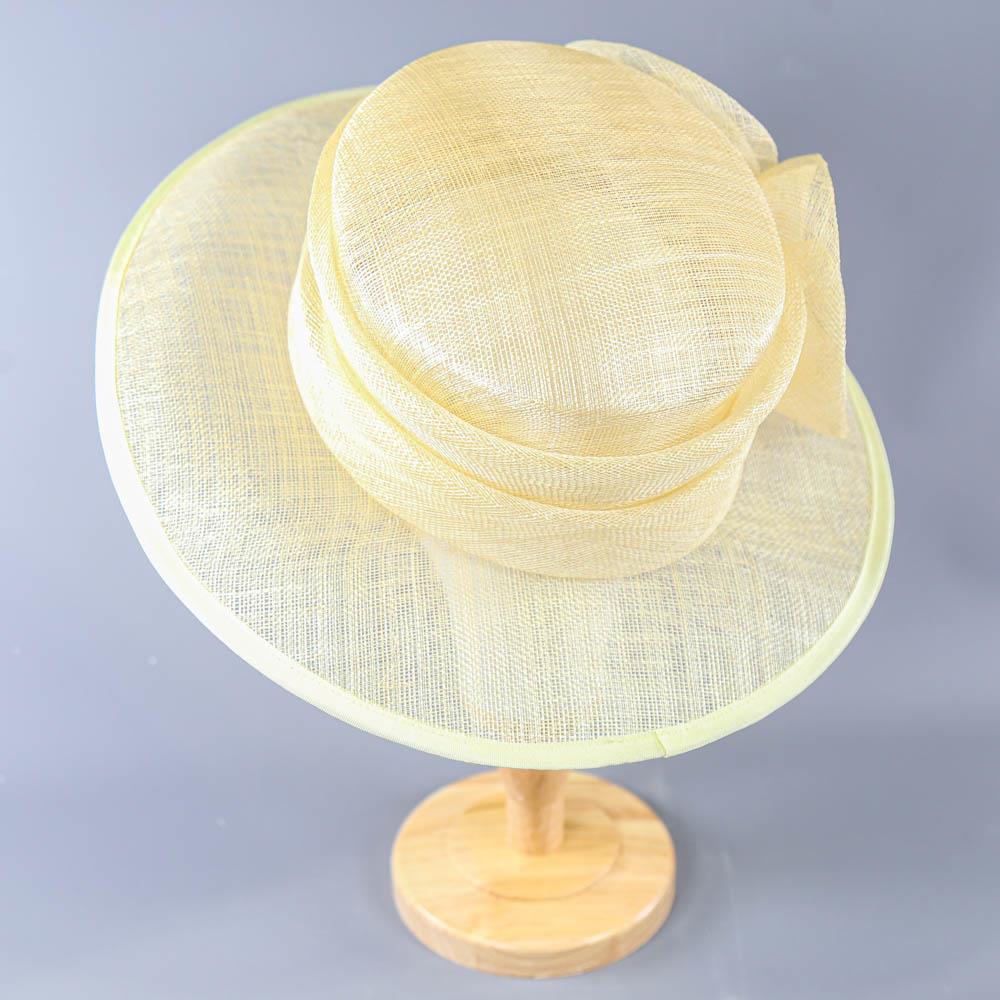 GINA - Yellowish cream occasion hat, woven fibre flower detail, internal circumference 55cm, brim - Image 3 of 7