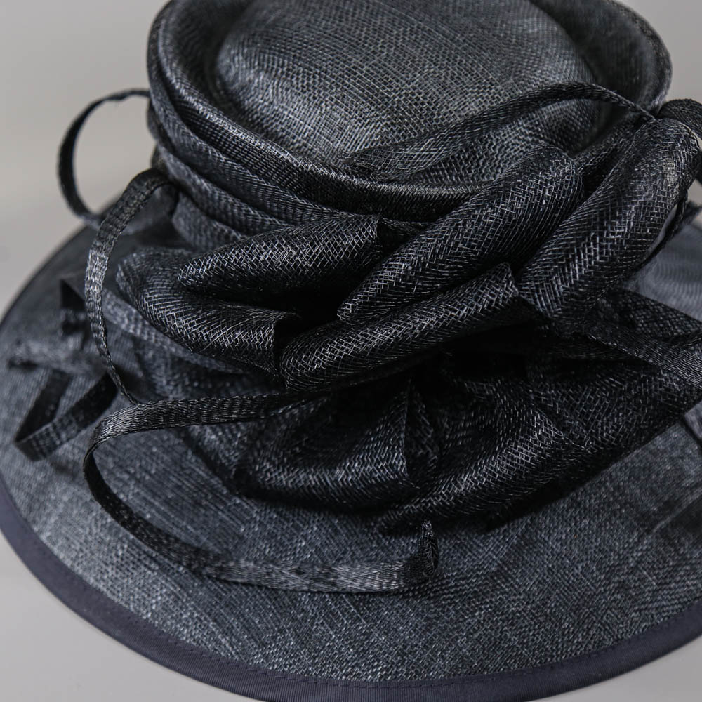 VICTORIA ANN - Dark navy blue occasion hat, with detail to the side, internal circumference 55cm, - Image 5 of 7