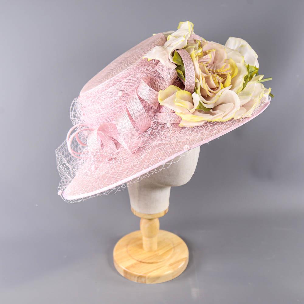 NIGEL RAYMENT - Soft lilac occasion hat, with flower and twirl and net and hat pin detail, - Image 2 of 7