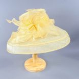 SUZANNE BETTLEY - Champagne occasion hat, with feather and frill detail, new with tags (Henley Royal