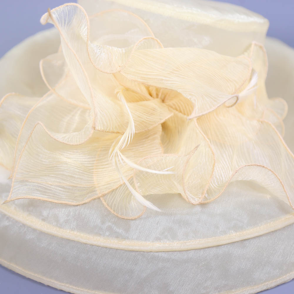 SUZANNE BETTLEY - Champagne occasion hat, with feather and frill detail, new with tags (Henley Royal - Image 6 of 7