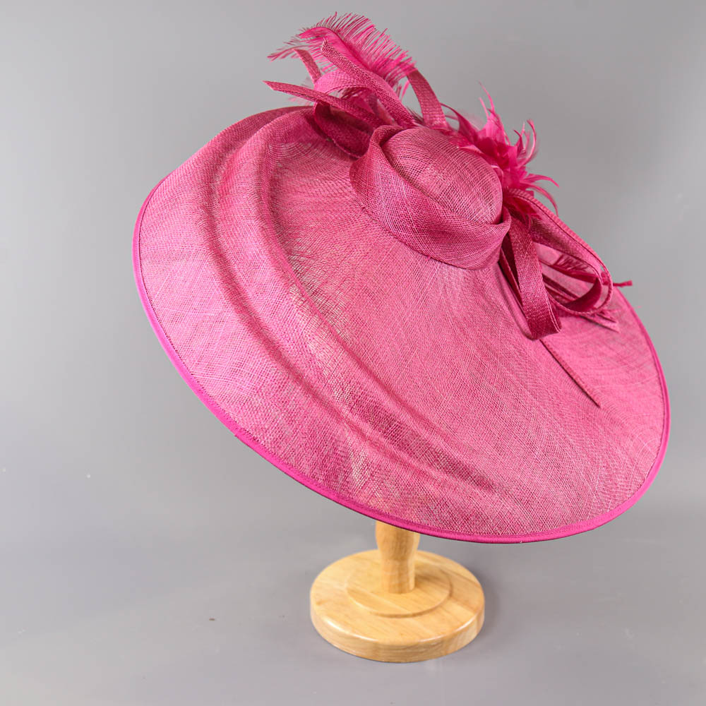 PETER BETTLEY LONDON - Fuchsia pink fascinator, with feather flower and twirl detail, headband and - Image 3 of 7