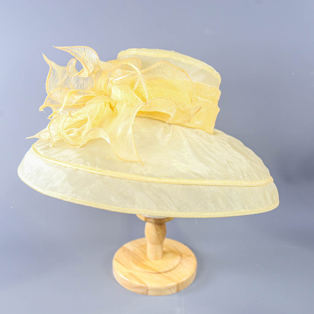 SUZANNE BETTLEY - Champagne occasion hat, with feather and frill detail, new with tags (Henley Royal - Image 2 of 7