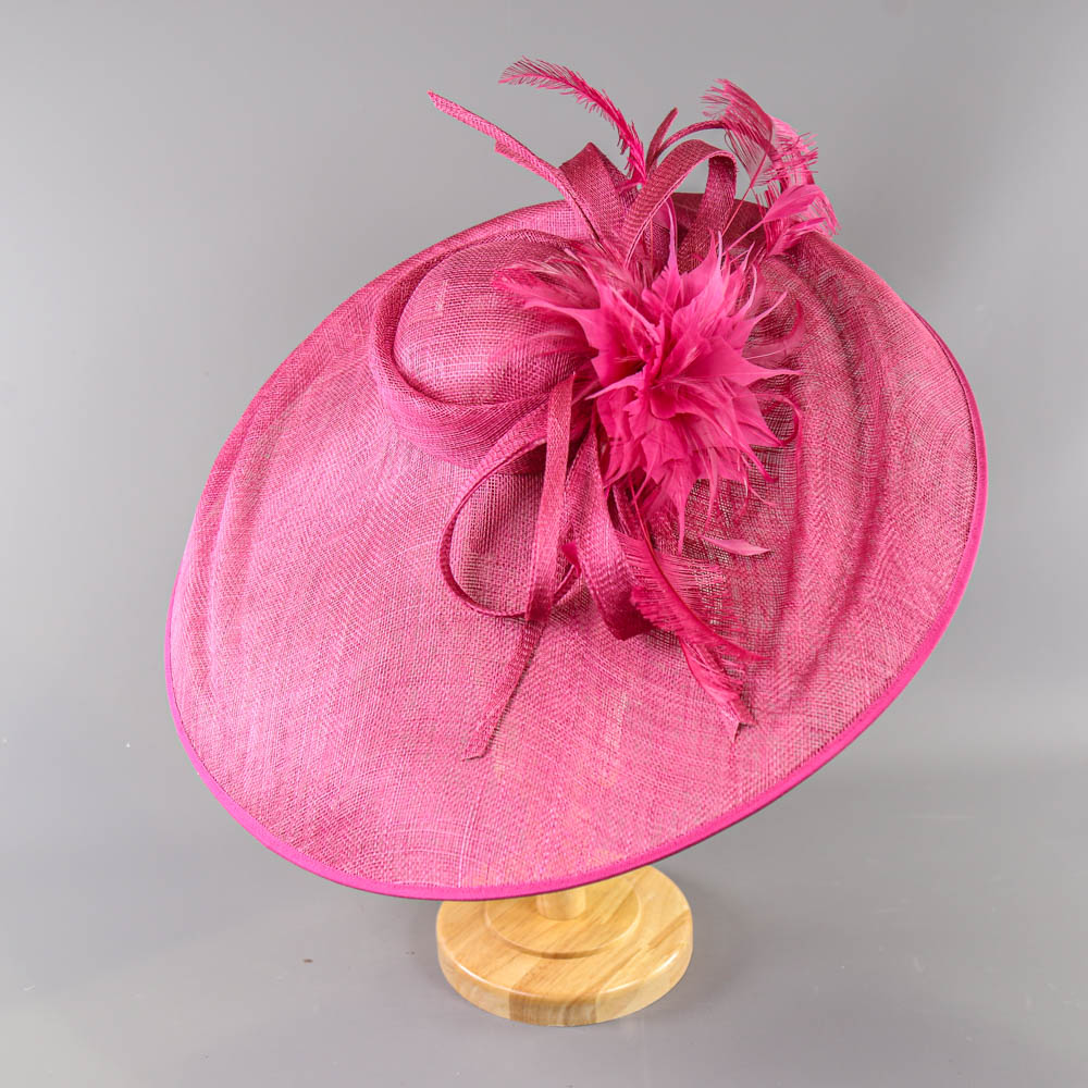 PETER BETTLEY LONDON - Fuchsia pink fascinator, with feather flower and twirl detail, headband and - Image 2 of 7