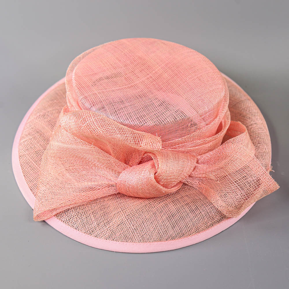 A HAT STUDIO DESIGN - 2 occasion hats, one salmon pink with bow detail, the other champagne with bow - Image 3 of 7