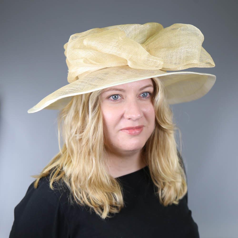 A HAT STUDIO DESIGN - 2 occasion hats, one salmon pink with bow detail, the other champagne with bow - Image 7 of 7