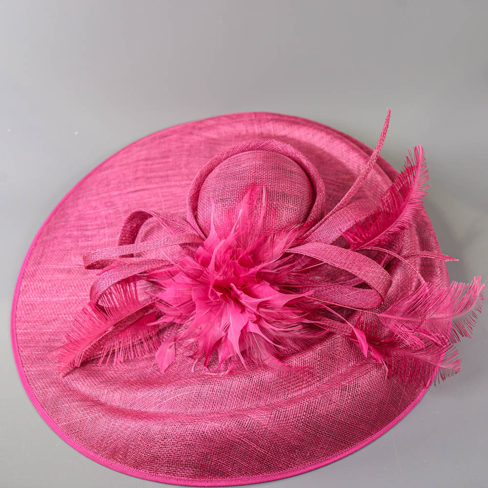 PETER BETTLEY LONDON - Fuchsia pink fascinator, with feather flower and twirl detail, headband and - Image 6 of 7