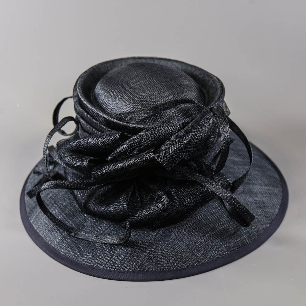 VICTORIA ANN - Dark navy blue occasion hat, with detail to the side, internal circumference 55cm, - Image 6 of 7