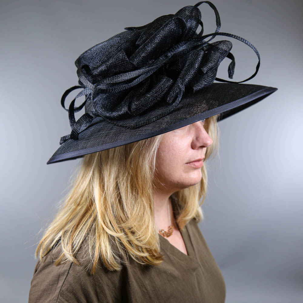 VICTORIA ANN - Dark navy blue occasion hat, with detail to the side, internal circumference 55cm, - Image 7 of 7