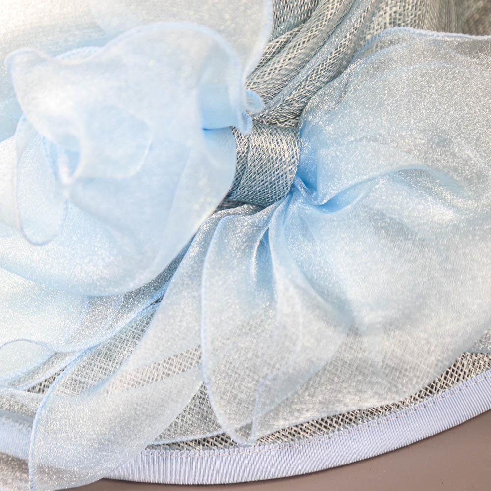 A HAT STUDIO DESIGN - Powder blue occasion hat, with organza bow, internal circumference 55cm, - Image 6 of 7