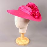 KANGOL COLLECTION - Fuchsia pink occasion hat, with frill detail at the back, internal circumference