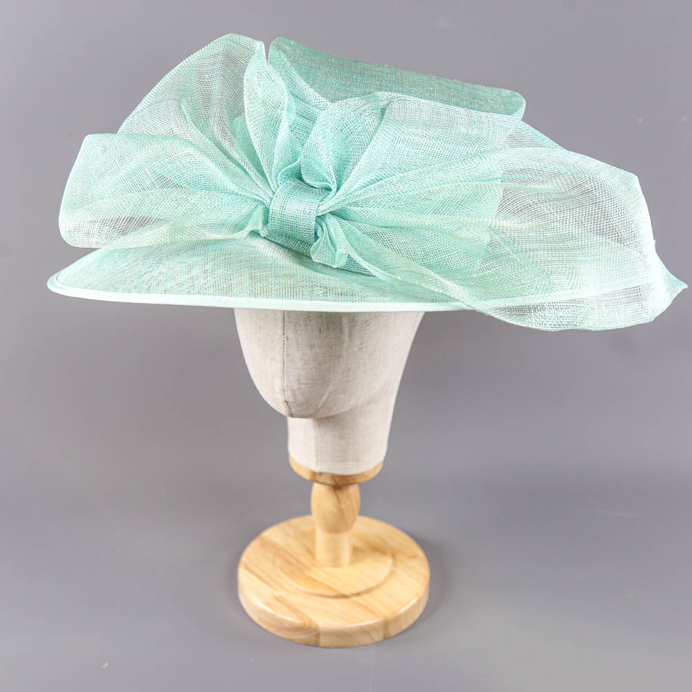 HATMOSPHERE COLLECTION - Spearmint green occasion hat, with bow detail, internal circumference 55cm,