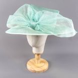 HATMOSPHERE COLLECTION - Spearmint green occasion hat, with bow detail, internal circumference 55cm,