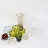 A Dartington Splash vase, Art glass pots etc