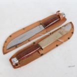 2 Vintage unused hunting knives, with leather sheaths