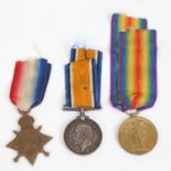 A group of 3 First World War Period Service medals, to 109066 Cpl J W Sanderson Royal Engineers,