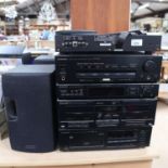 Various stacking hi-fi and sound equipment, including Pioneer tuner model F-Z94L, Pioneer double-