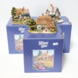 3 Lilliput Lane cottages - Christmas Party, the Pottery, and Summer Days, boxed