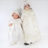 2 Armand Marseille porcelain headed dolls, with jointed composition limbs, height 73cm and 59cm