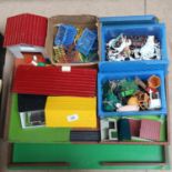 A quantity of various toy farm animals, buildings, accessories etc