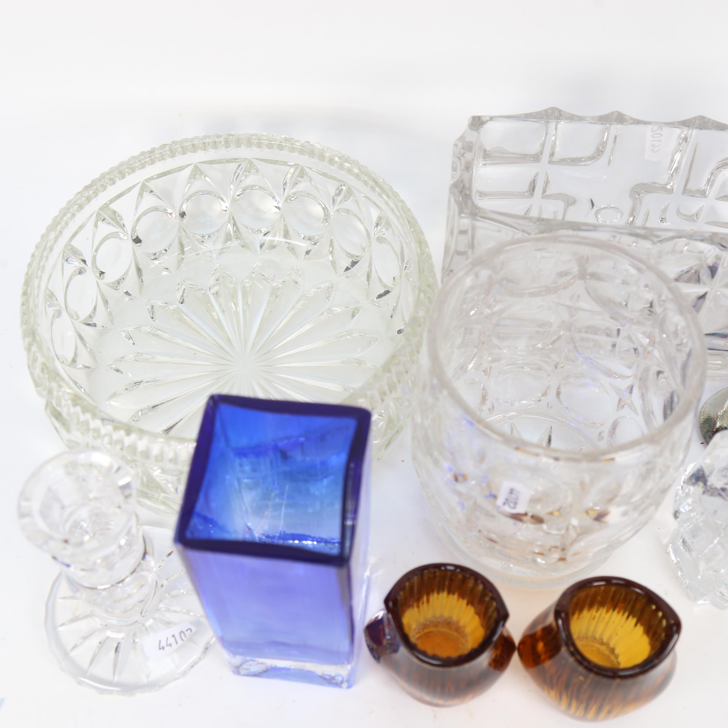 2 SKLO Czechoslovakian glass vases, tallest 14.5cm, a glass Viking, and other glassware - Image 2 of 2