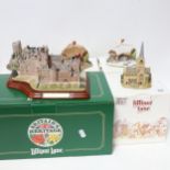 Lilliput Lane Glamis Castle on plinth, and Crooked Spire Chesterfield, Autumn Hues, Winter's Wonder,