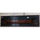 A large reproduction painted wood half hull boat model, marked W S Blake Esq. Naval Architect,