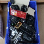Various Vintage cameras and accessories, including Praktica Electronic, Zenit 11 etc (boxful)