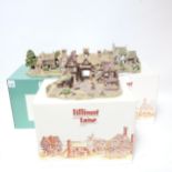 3 Lilliput Lane sculptures, High Ghyll Farm, Bluebell Farm, and The King's Arms, boxed
