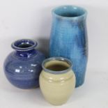 3 Studio pottery vases, largest height 20cm (3)