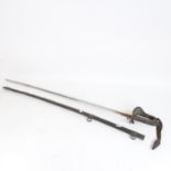 A Victorian Officer's dress sword and scabbard, engraved blade with shagreen grip, blade length 82cm