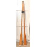 A pair of Norvall wooden oars, length 195cm