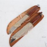 2 Vintage unused hunting knives, with leather sheaths