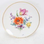 A Meissen wall plaque, with painted floral design, 26cm