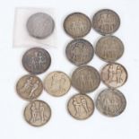 A collection of mid-20th century silver Amateur and League Weight Lifting medals, to E M Archer,