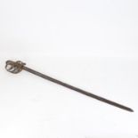 A Victorian Officer's dress sword, engraved blade with shagreen grip, blade length 74cm